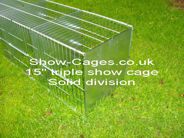15" show cage triple with sliding  doors and solid divisions