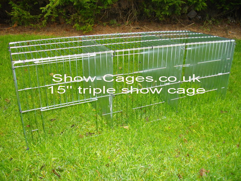 15" show cage triple with sliding doors and solid divisions