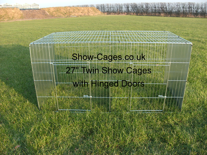 27 inch twin show cage with hinged doors ideal runner ducks, large fowl modern game