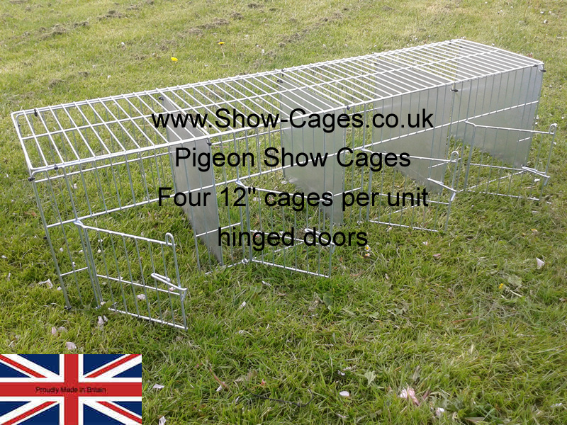 12" x 12" x12" pigeon show cages with hinged doors and solid divisions, cable ties to assemble or rings if required.