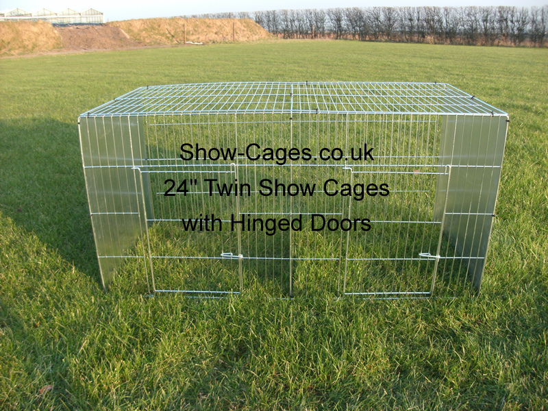 24" Twin Rabbit Show Pens with hinged doors & solid divisions