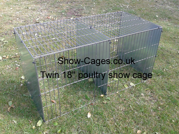 Twin 18" poultry show cage pens with sliding doors three solid divisions rings or ties to assemble
